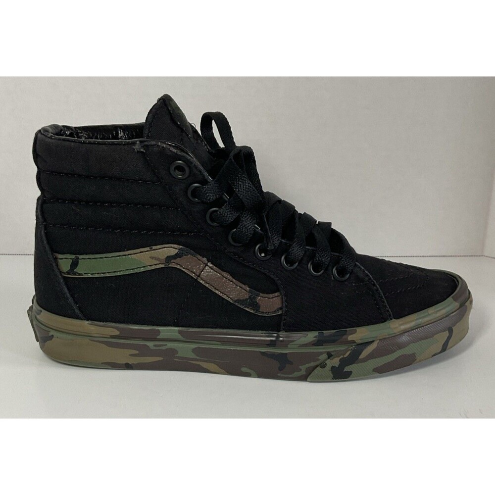 Vans Sk8-Hi Sneakers Black Camo High Top Lace Up Skate Size USM5.5/USW7.0